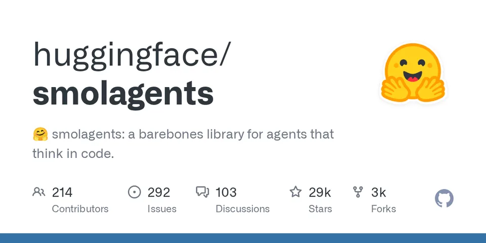 huggingface/smolagents GitHub social preview