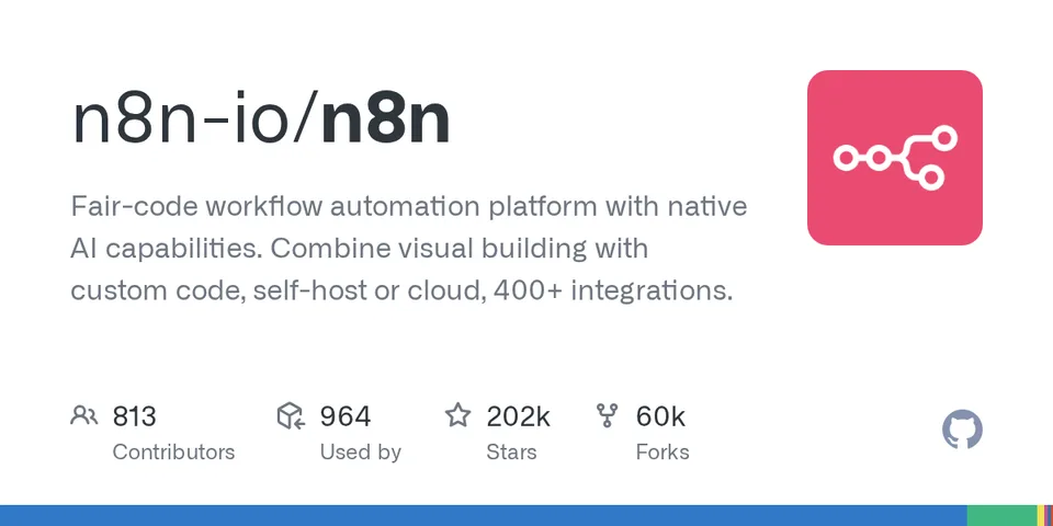 n8n-io/n8n GitHub social preview
